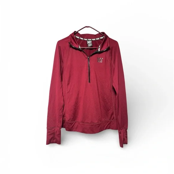 PINK Victoria's Secret Women's Burgundy Zip-Up Sweater - Picture 2 of 5